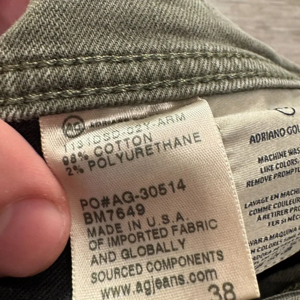 AG Adriano Goldschmied Jeans Mens 38 Gray Denim The Matchbox Slim Straight 38x29